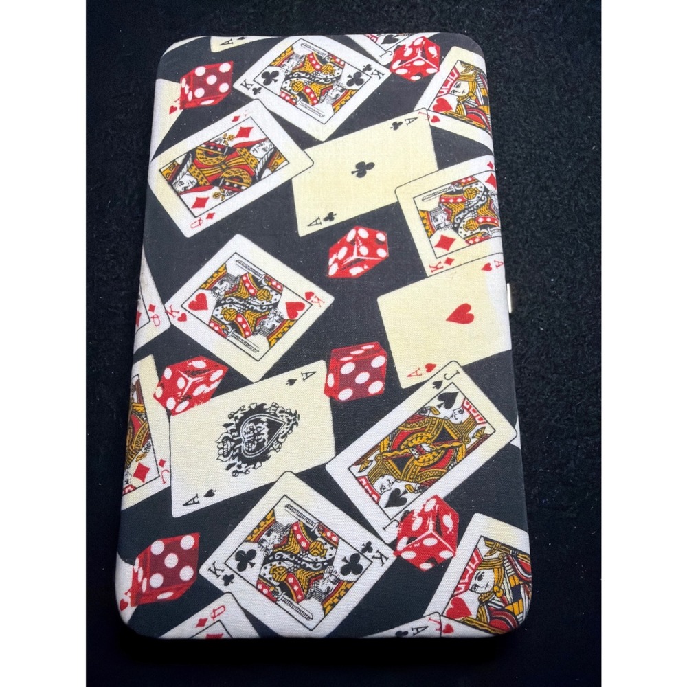Kristine Accessories‎ Playing Cards Dice Hard Shell Clutch Wallet Black Red